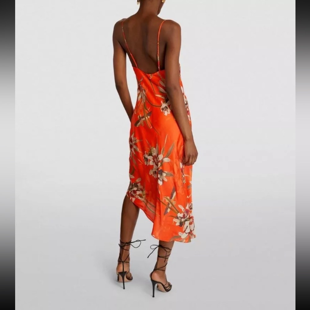 AllSaints Alexia Dorada silk asymmetric midi dress - Picture 6 of 10